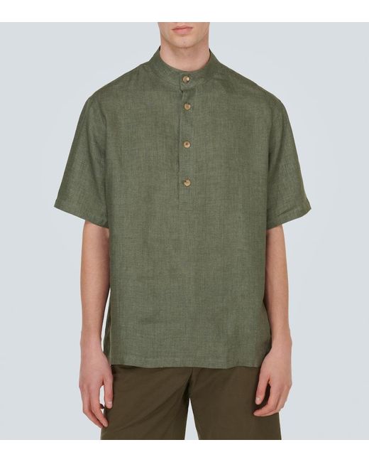 Loro Piana Green Hakusan Linen Shirt for men