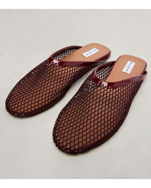 Alaïa Brown Fishnet Mules