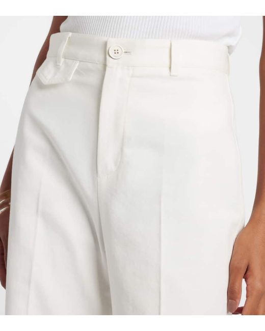 Chloé White High-Rise-Schlaghose Aus Baumwoll-Canvas