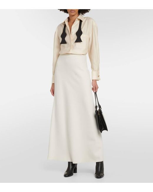 Max Mara White Clavier Jersey Maxi Skirt