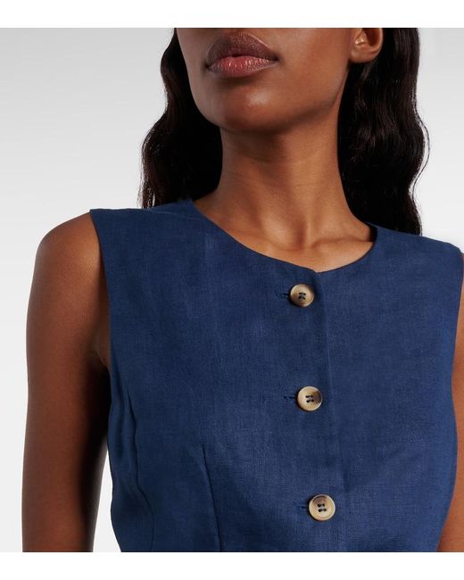 Vestido Corto Sabine De Lino Posse de color Blue