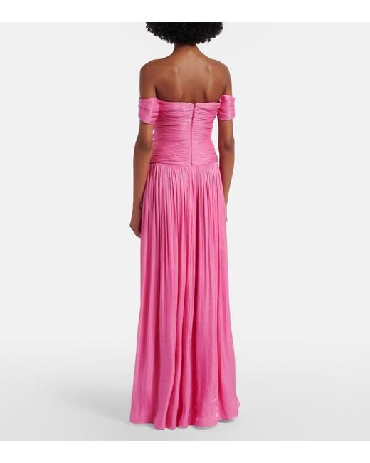 Costarellos Pink Cutout Lurex Georgette Gown