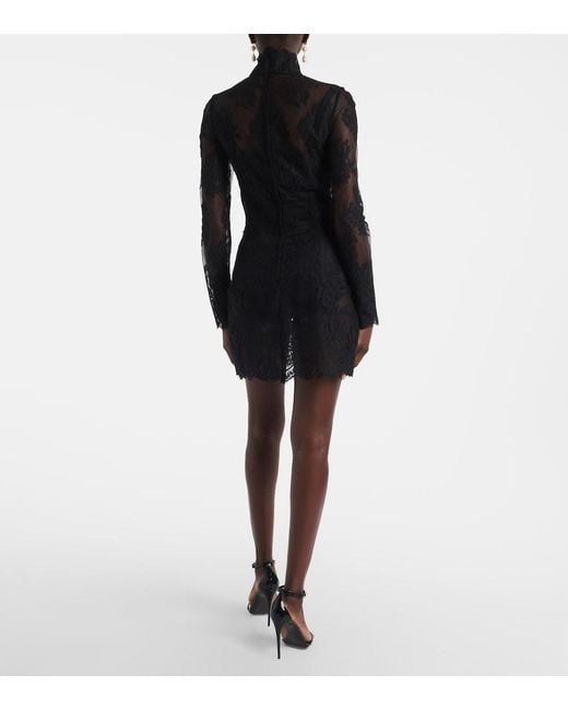 Dolce & Gabbana Black Cord Floral Lace Minidress