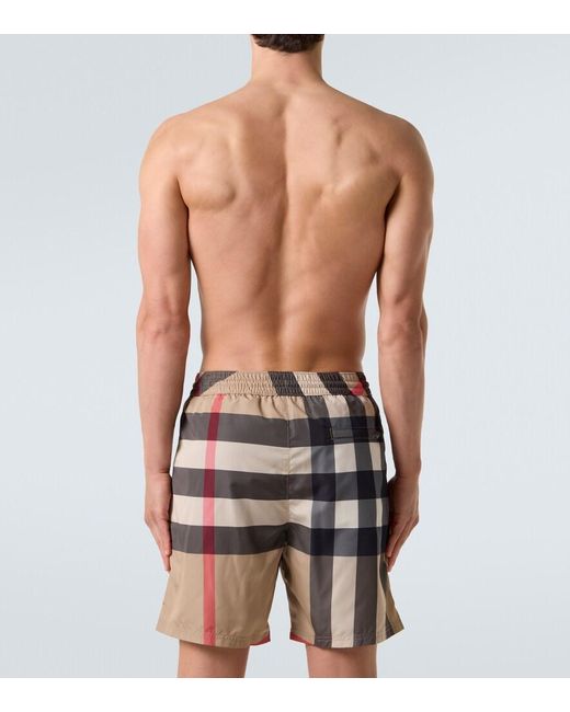 Burberry Natural Check Swim Trunks for men