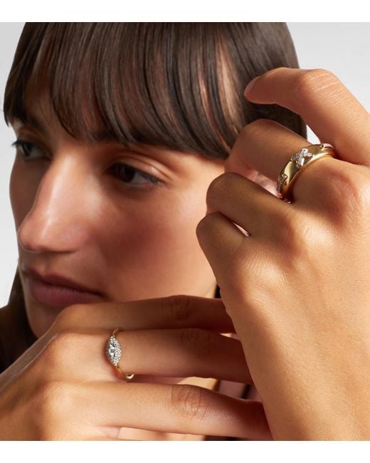 STONE AND STRAND Metallic Diamond Cross Stitch 14Kt Ring With Diamonds