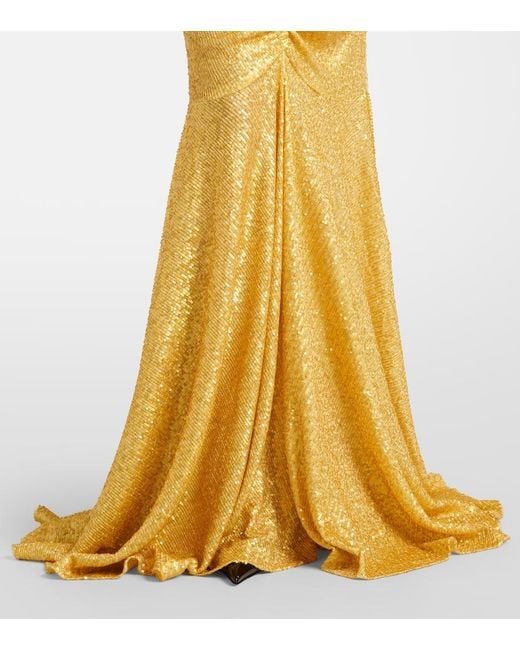 Norma Kamali Yellow Verzierte Robe Mit Pailletten