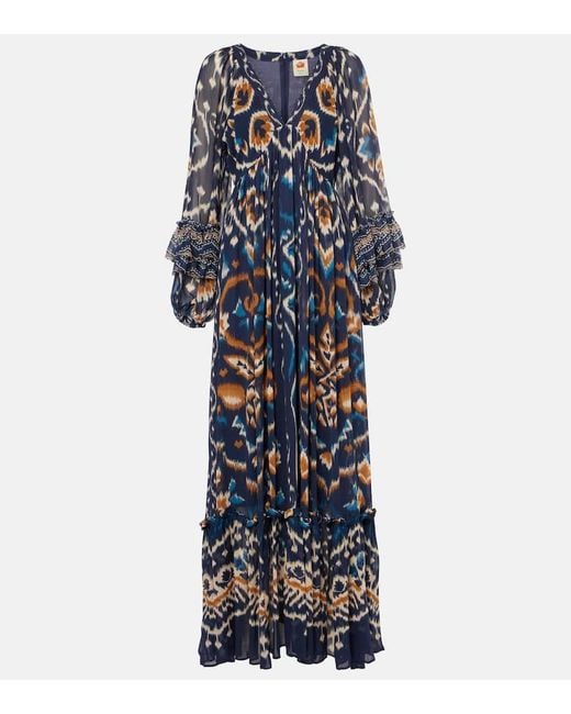 Robe Longue A Fleurs Farm Rio en coloris Blue