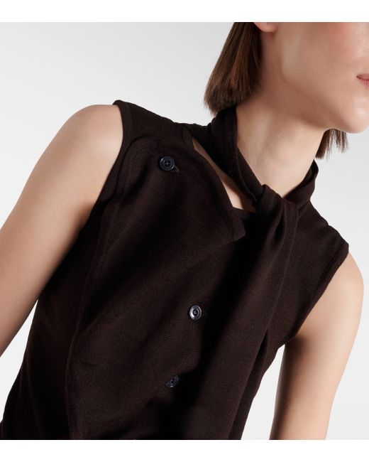Lemaire Brown Asymmetric Wool-blend Top