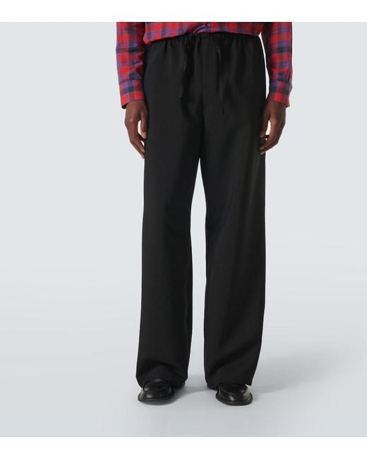 The Row Black Donatello Mid-Rise Wool Wide-Leg Pants for men
