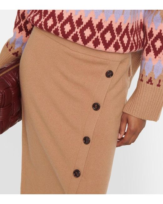 Jardin Des Orangers Brown Cashmere And Wool Midi Skirt