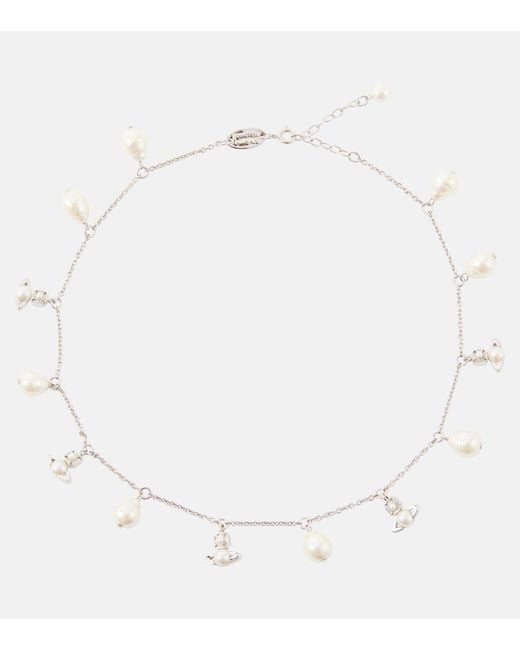 Vivienne Westwood White Emiliana Baroque Pearl-embellished Necklace