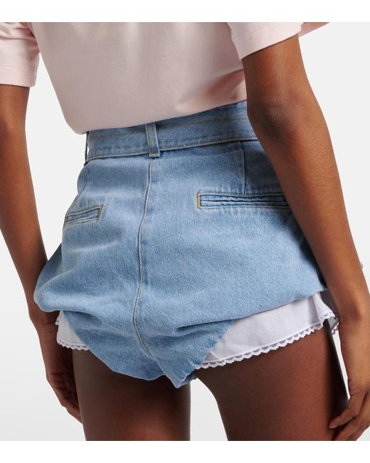 Magda Butrym Blue Belted High-Rise Denim Shorts