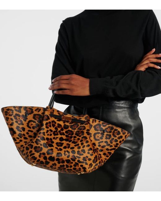 DeMellier London Brown New York Midi Leopard-Print Calf Hair Tote Bag