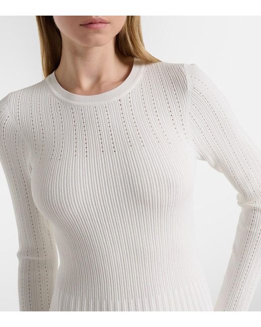 Veronica Beard White Nami Ribbed-Knit Sweater Dress