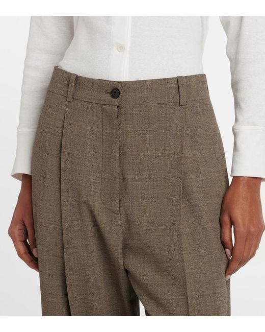 The Row Brown Gianni Wool Straight Pants