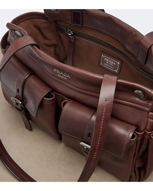 Prada Brown Route Medium Leather Tote Bag