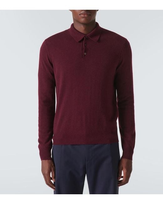Rubinacci Purple Cashmere Polo Shirt for men