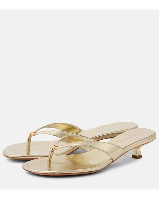 Tory Burch Natural Sandalen Aus Metallic-Leder