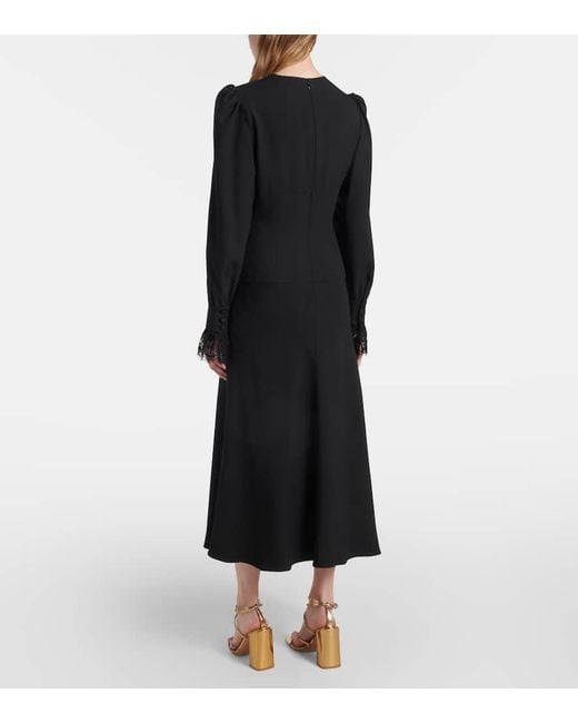 Vestido Midi Envers De Saten Con Encaje Alessandra Rich de color Black