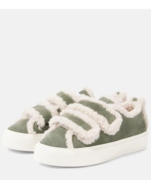 Inuikii Metallic Shearling-Trimmed Suede Sneakers
