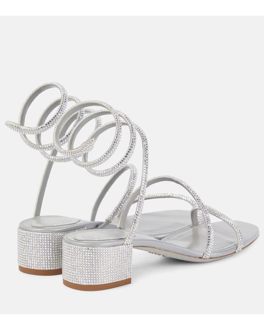 Rene Caovilla White Cleo Embellished Sandals