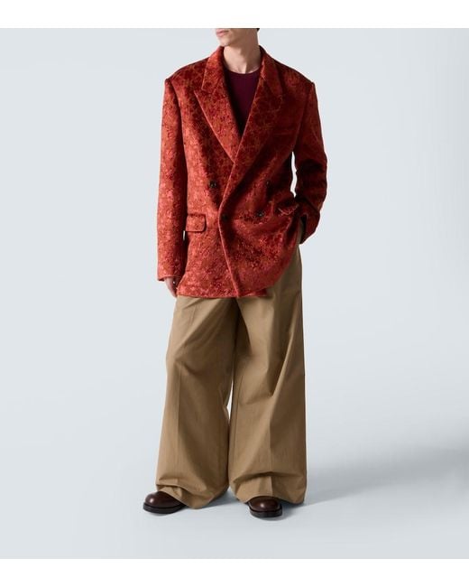 Dries Van Noten Red Double-Breasted Blazer for men