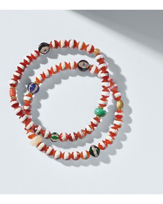 Ileana Makri Red Set Of 2 18Kt And Sterling Beaded Bracelets With Gemstones for men