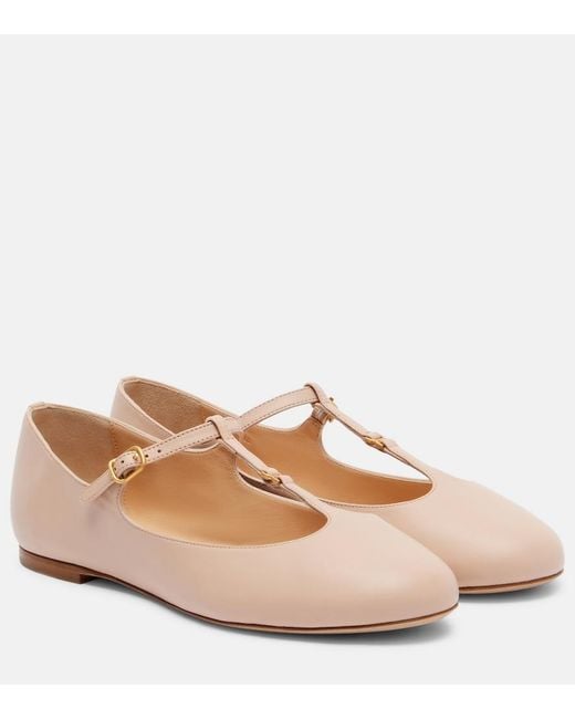 Chloé Natural Marcie Leather Mary Jane Flats