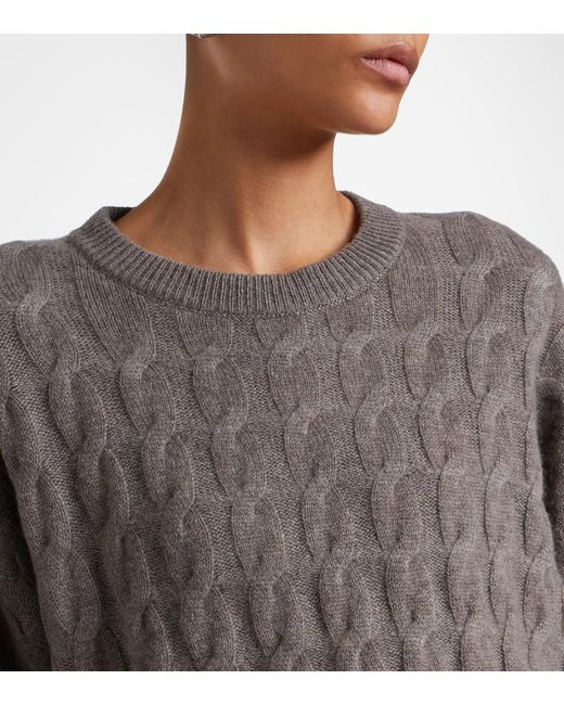 Lisa Yang Brown Seymour Cable-Knit Cashmere Sweater