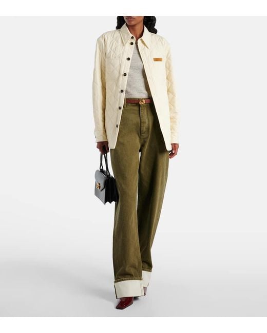 Bottega Veneta Natural Hemdjacke Aus Einem Baumwollgemisch
