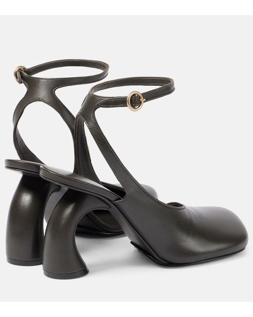Dries Van Noten Black Leather Slingback Pumps