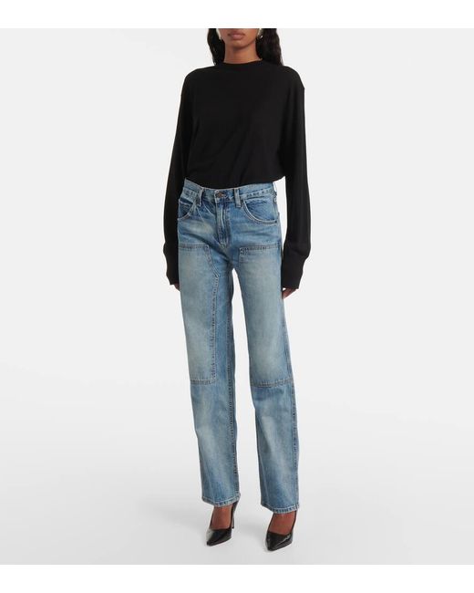 Nili Lotan Blue Welder Mid-Rise Straight Jeans