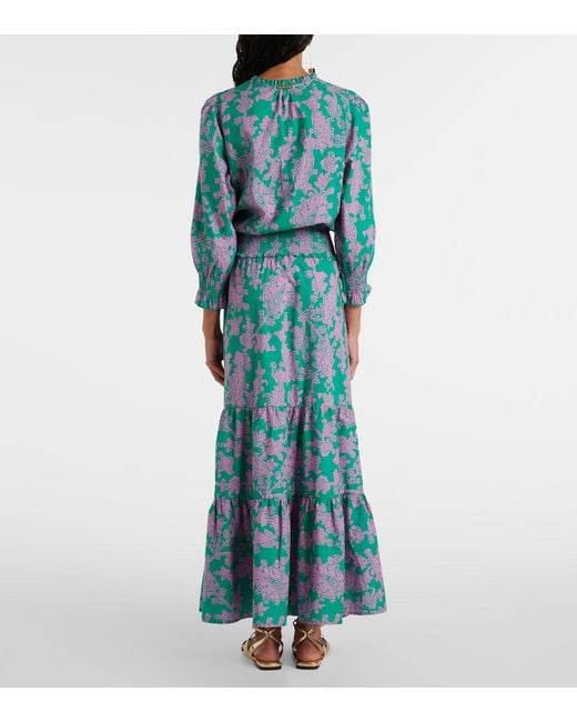 Heidi Klein Blue Santa Rosa Paisley Cotton-Blend Maxi Dress