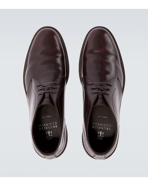 Brunello Cucinelli Brown Leather Ankle Boots for men
