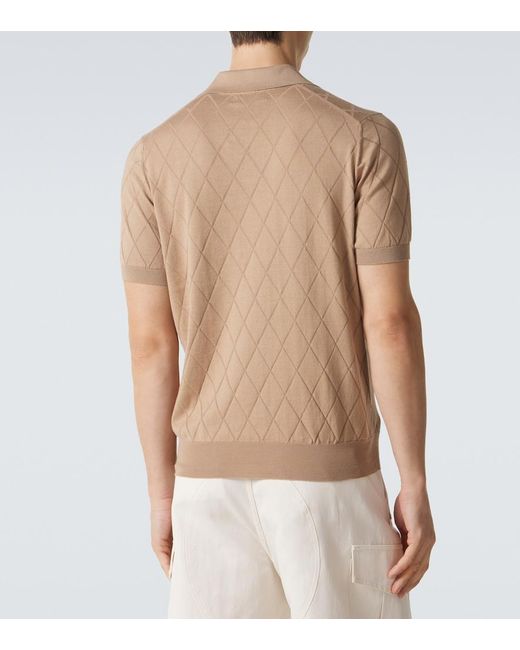 Brunello Cucinelli Natural Knitted Cotton Polo Shirt for men