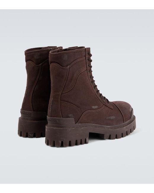 Balenciaga Brown Strike Combat Boots for men