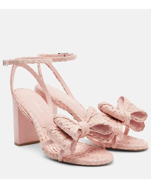 Mach & Mach Pink Cadeau Raffia-Effect Sandals