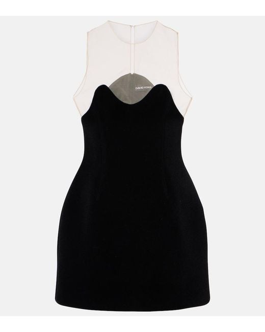 David Koma Black Wave Tulle Minidress