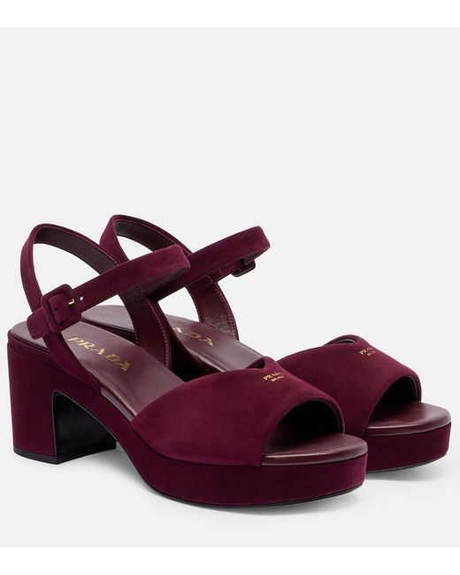 Prada Purple Suede Platform Sandals