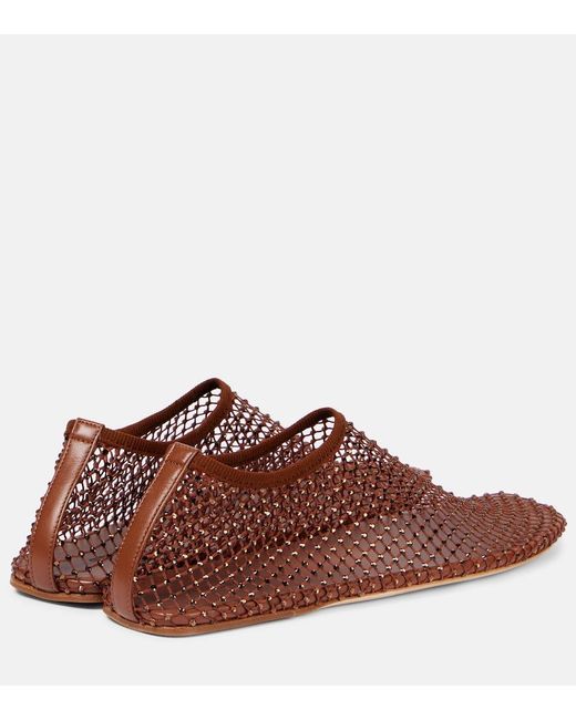 Christopher Esber Brown Minette Crystal-Embellished Mesh Flats