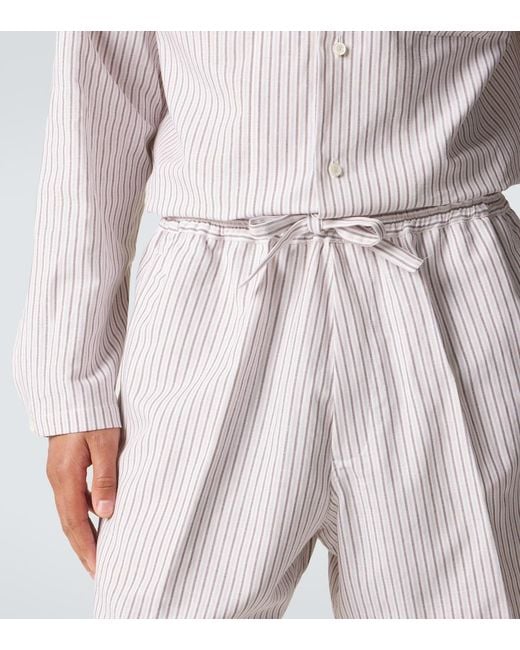 Umit Benan Pink Julian Striped Cotton And Silk Shorts for men