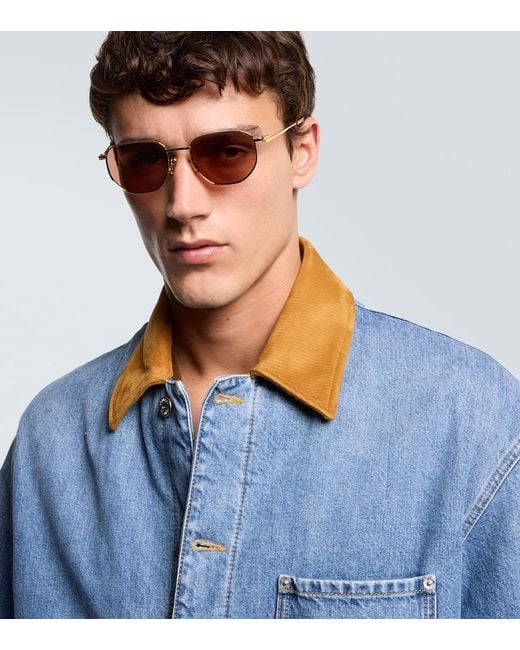 Bottega Veneta Brown Split Round Sunglasses for men