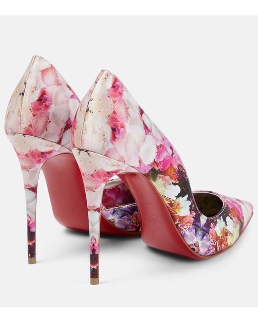Christian Louboutin Pink Iriza 100 Floral Crepe Satin Pumps
