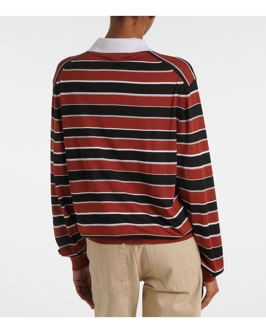 Prada Red Striped Silk Polo Shirt