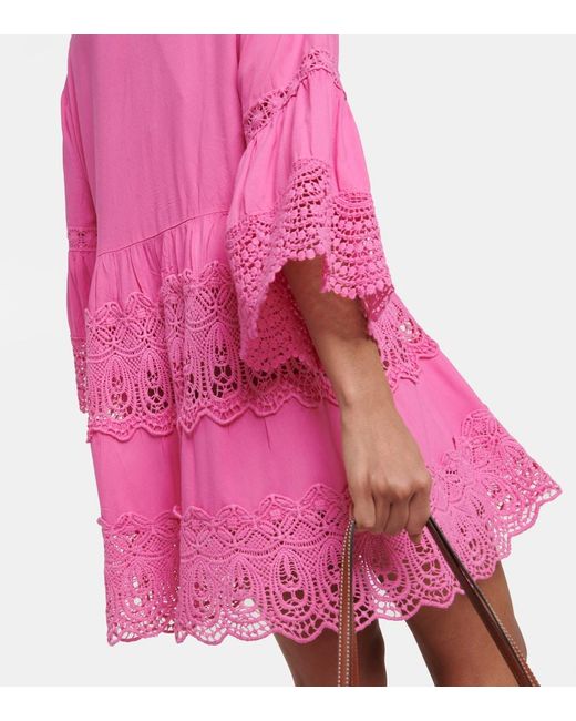 Melissa Odabash Pink Vanessa Embroidered Cotton Mini Dress