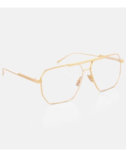 Bottega Veneta White Classic Aviator Glasses