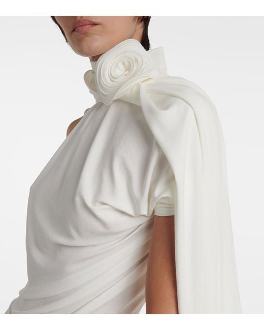 Magda Butrym White Floral-Applique Hooded Bodysuit