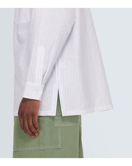 KENZO White Pinstriped Cotton Poplin Shirt for men