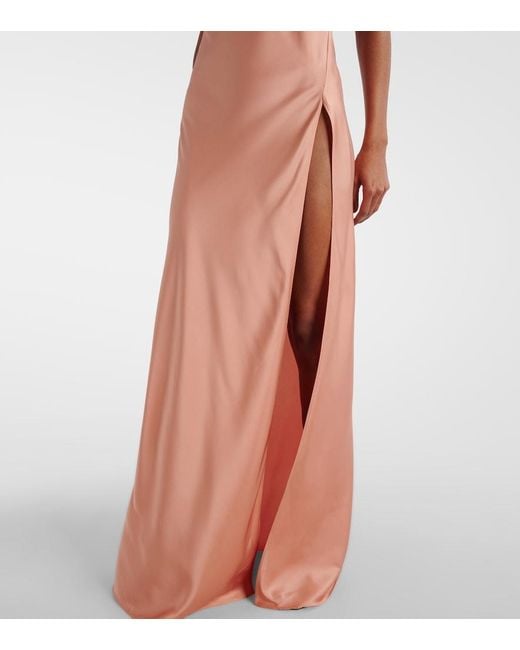 The New Arrivals Ilkyaz Ozel Orange Robe Jazzy Aus Satin Mit Federn