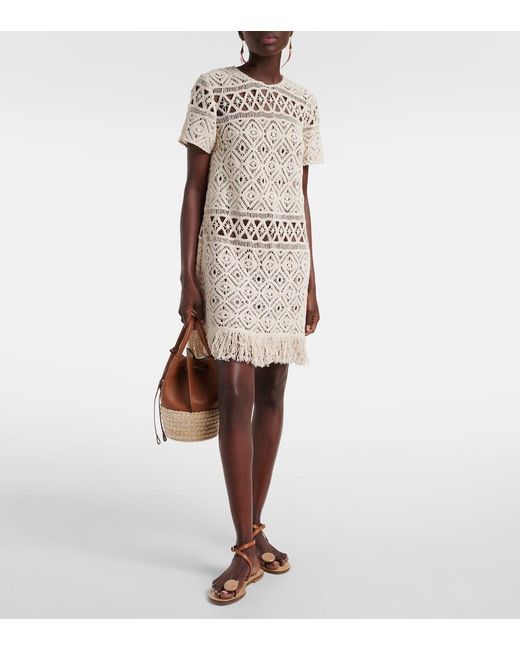 LaDoubleJ Natural Lacey Macrame Cotton Minidress